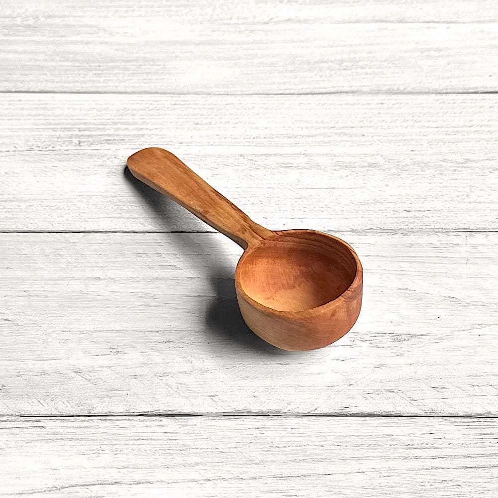 Hand Carved Olive Wood Flat Bottomed Scoop