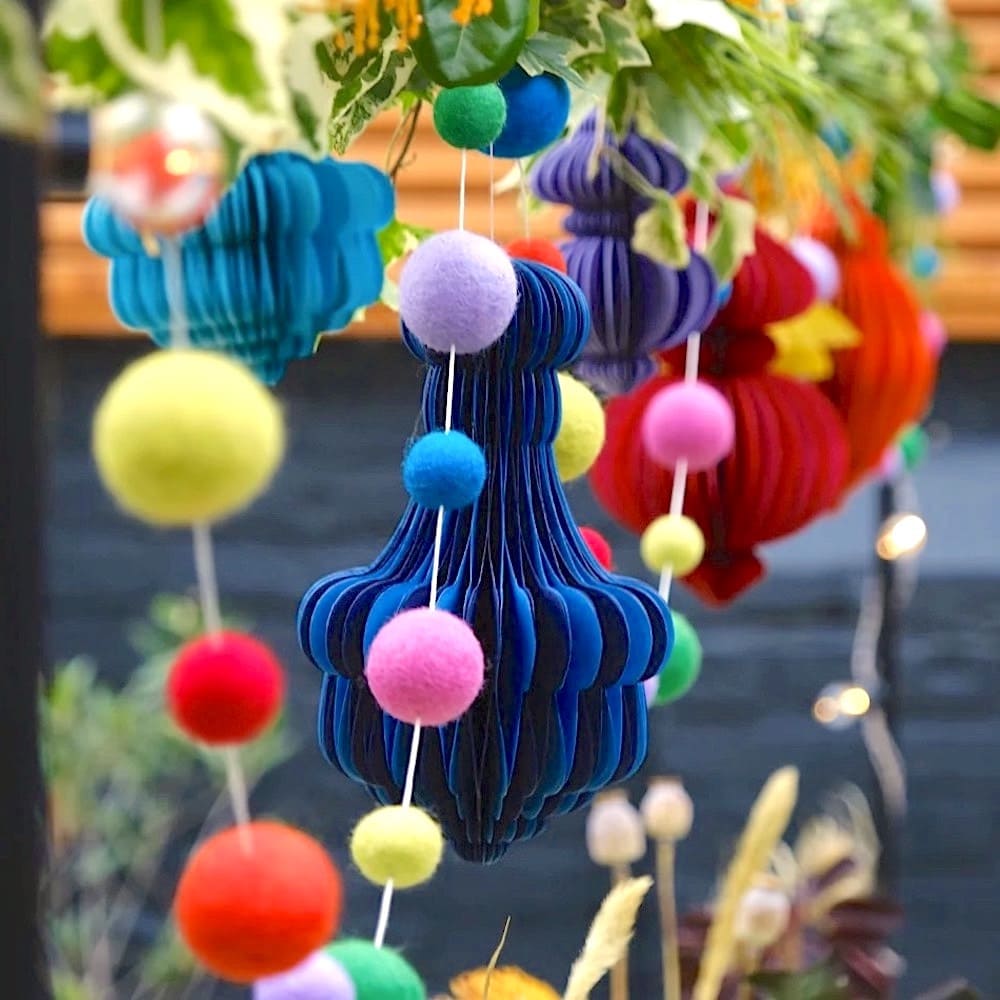 Handmade Recycled Paper Bauble - Navy