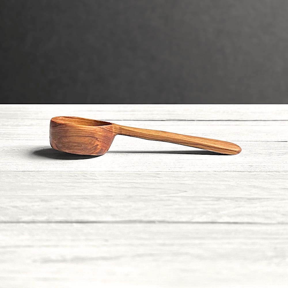 Hand Carved Olive Wood Flat Bottomed Scoop