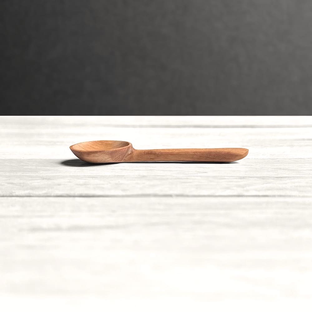 Hand Carved Olive Wood Round Condiment Spoon