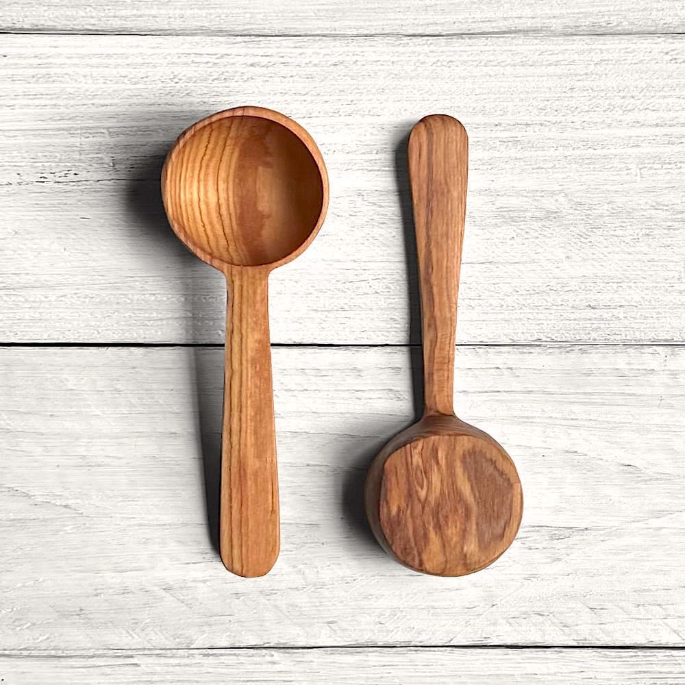Hand Carved Olive Wood Flat Bottomed Scoop