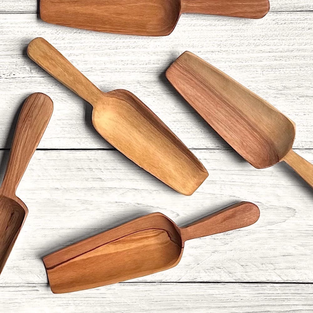 Hand Carved Olive Wood Long Narrow Scoop