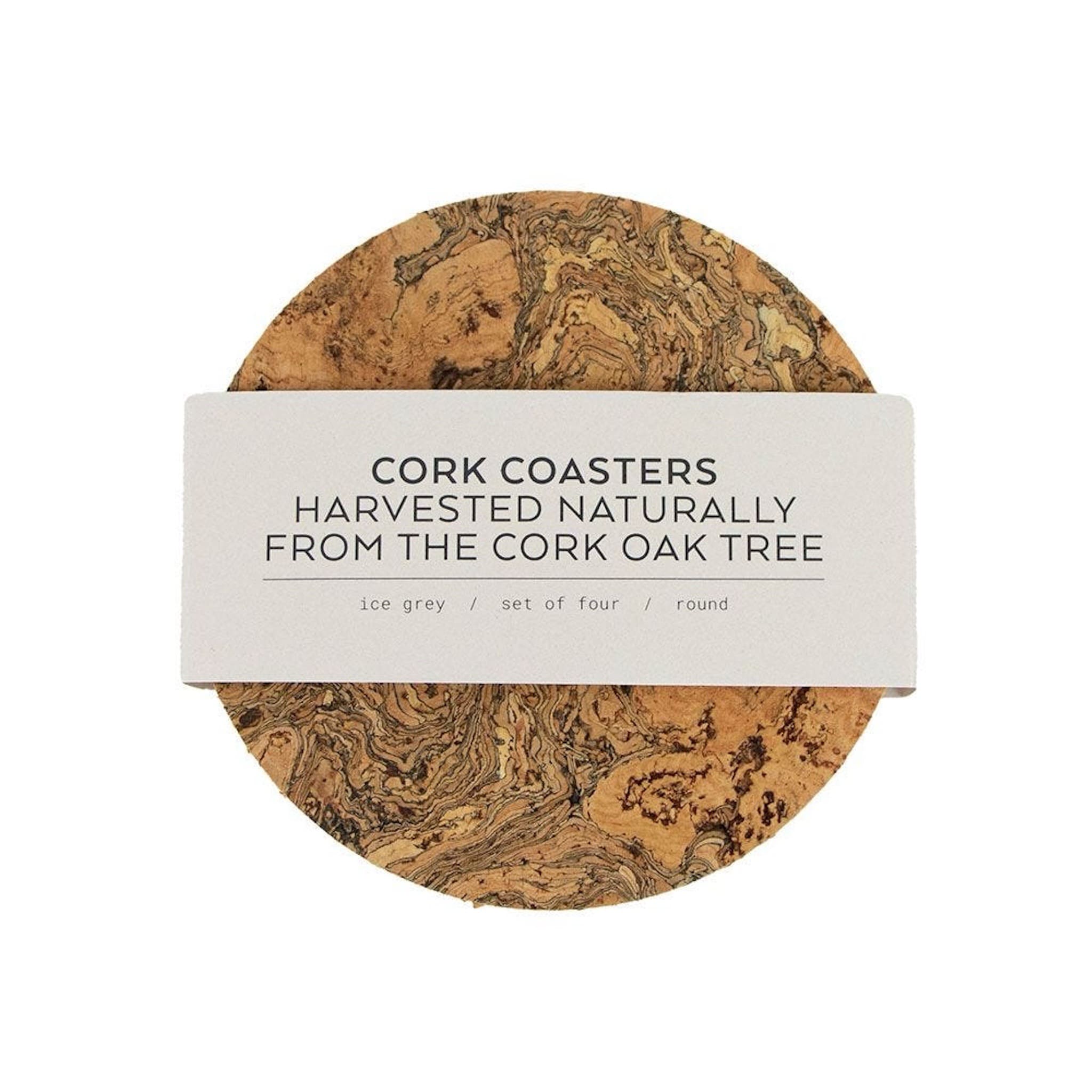 Round Natural Cork Coasters - Set of Four