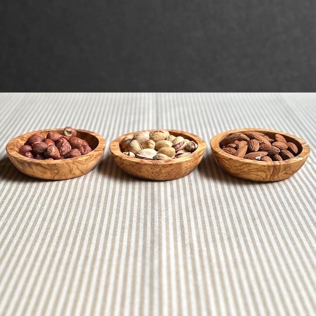 Trio of Mini Olive Wood Bowls