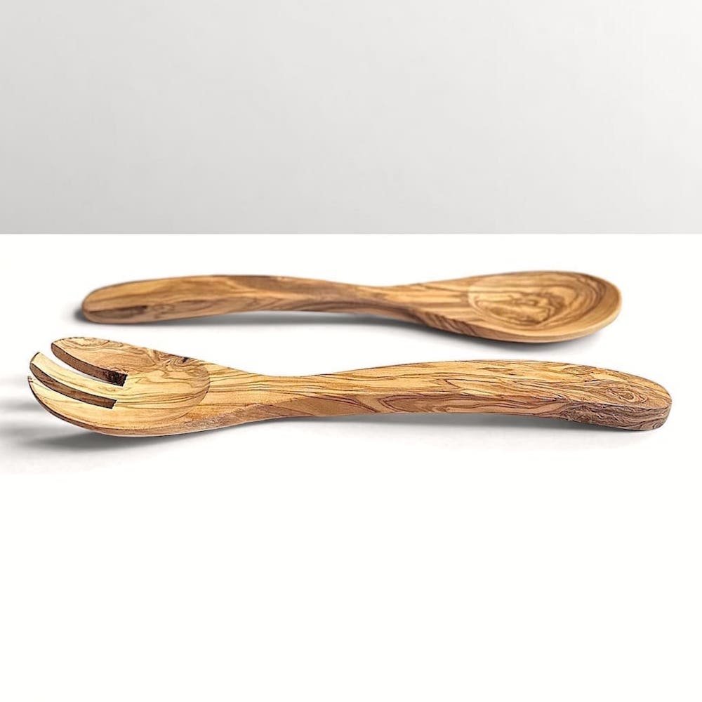 Olive Wood Salad Servers - Long