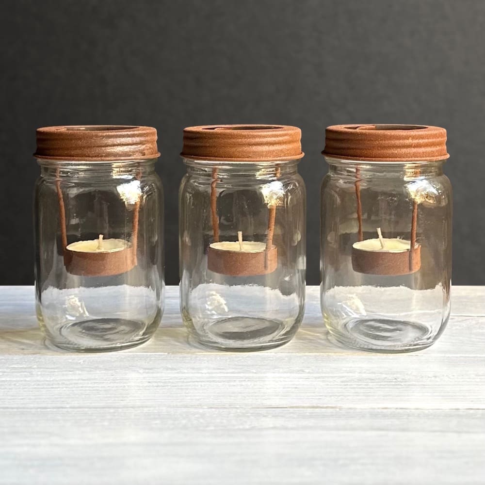 Trio of Jam Jar Tealight Holders