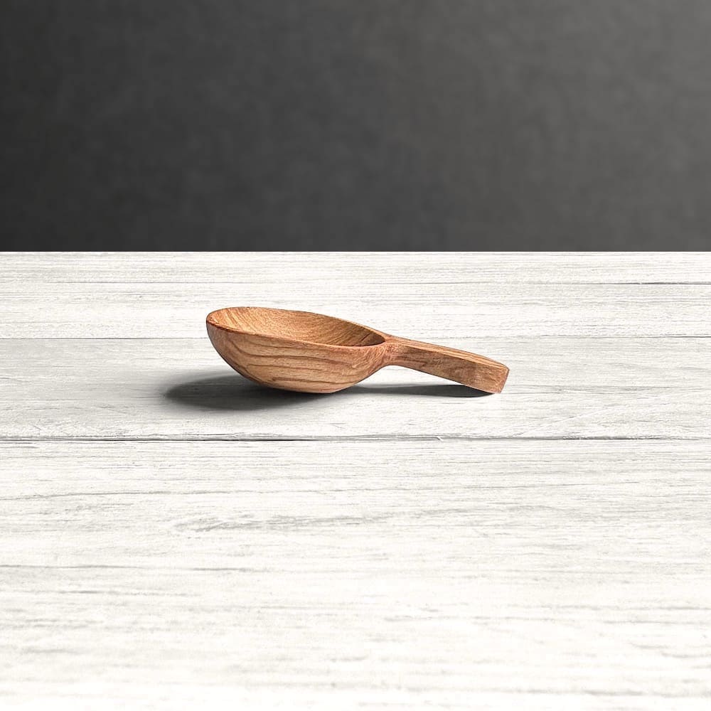 Hand Carved Olive Wood Short Round Scoop
