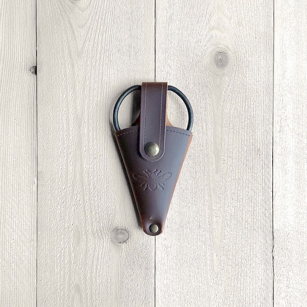Small Gardeners Scissors with Recycled Leather Case - Brown