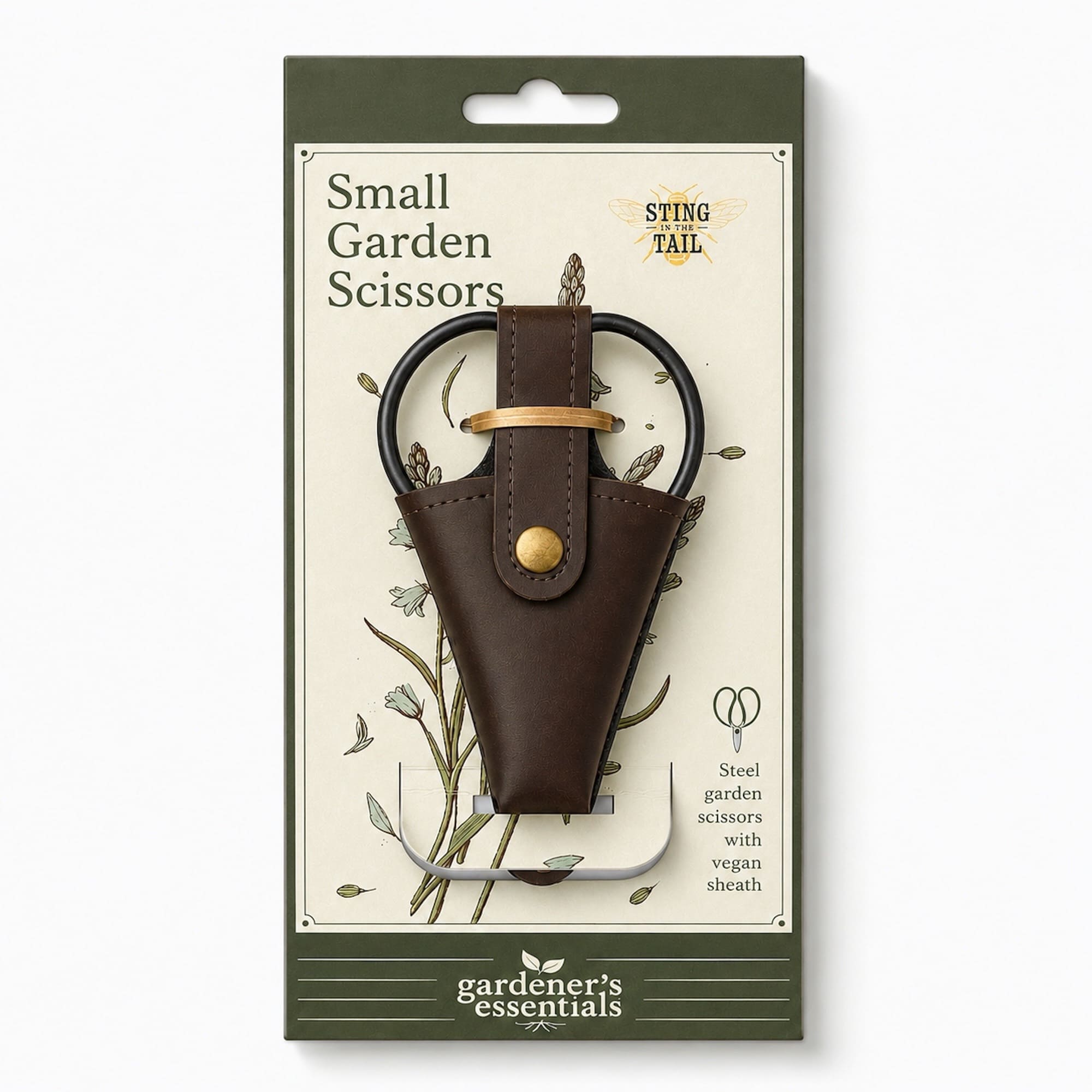Small Gardeners Scissors with Vegan Leather Case