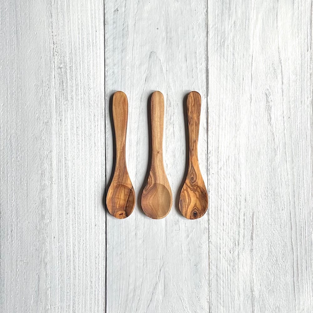 Trio of Mini Olive Wood Condiment Spoons