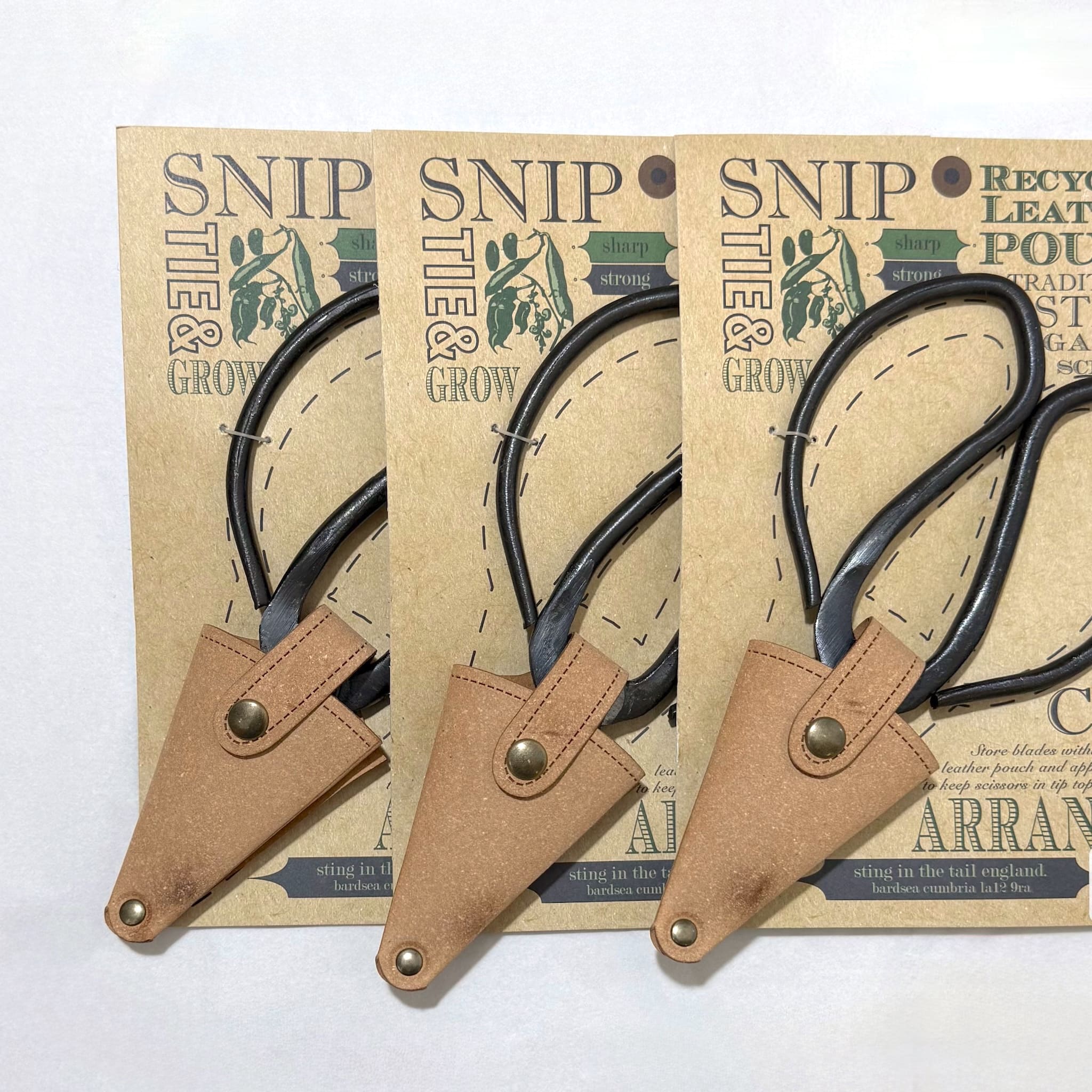 Large Gardeners Scissors with Recycled Leather Case - Natural - IMPERFECT