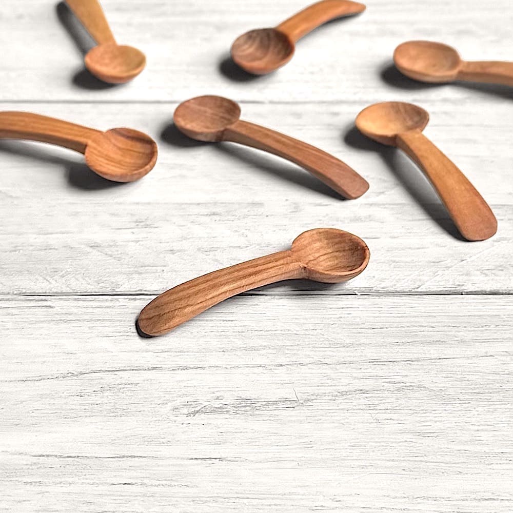 Hand Carved Olive Wood Salt Spoon