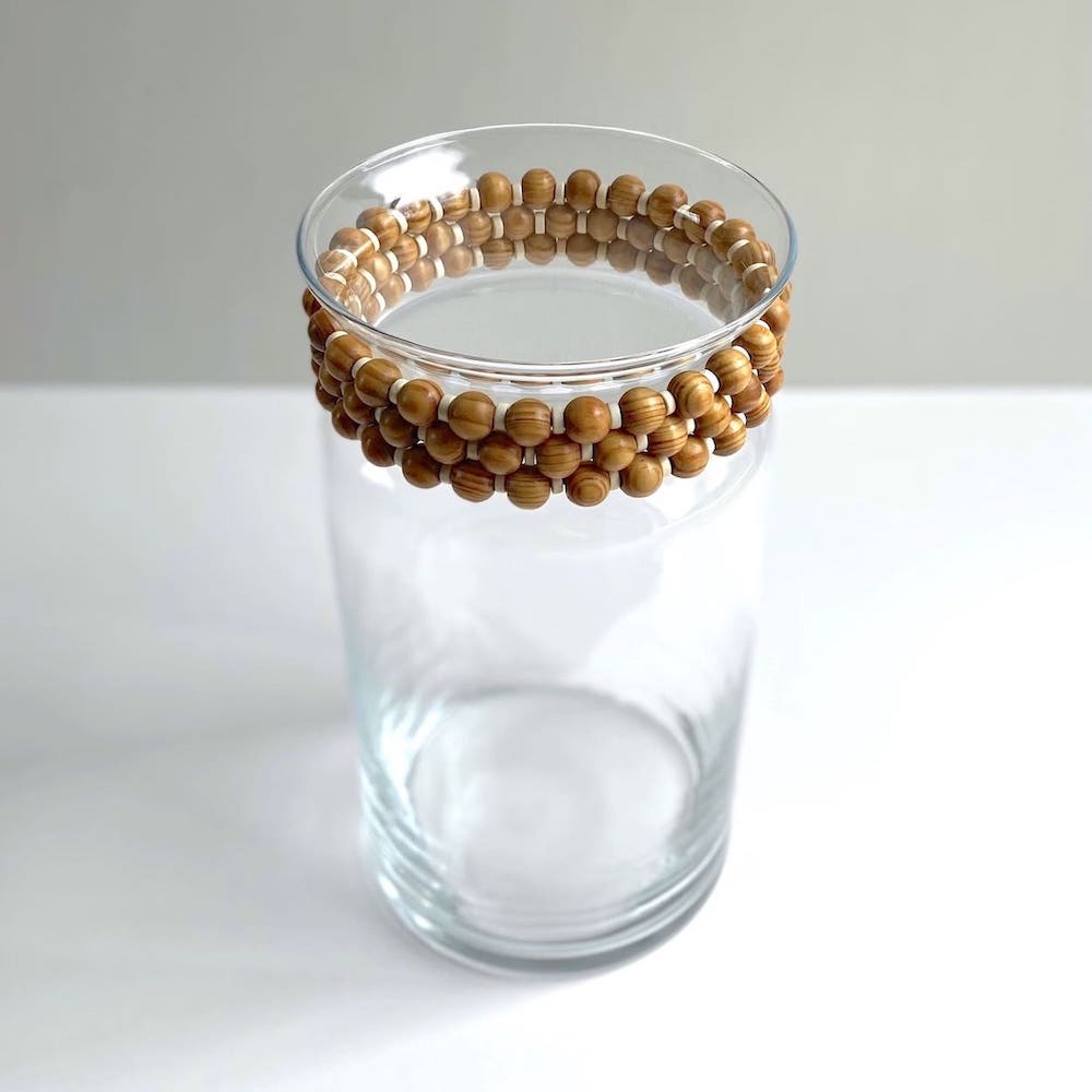 Wood Beaded Lip Vase