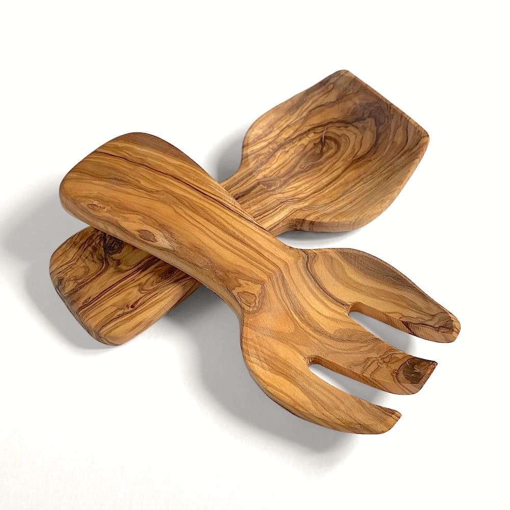 Olive Wood Salad Servers - Short