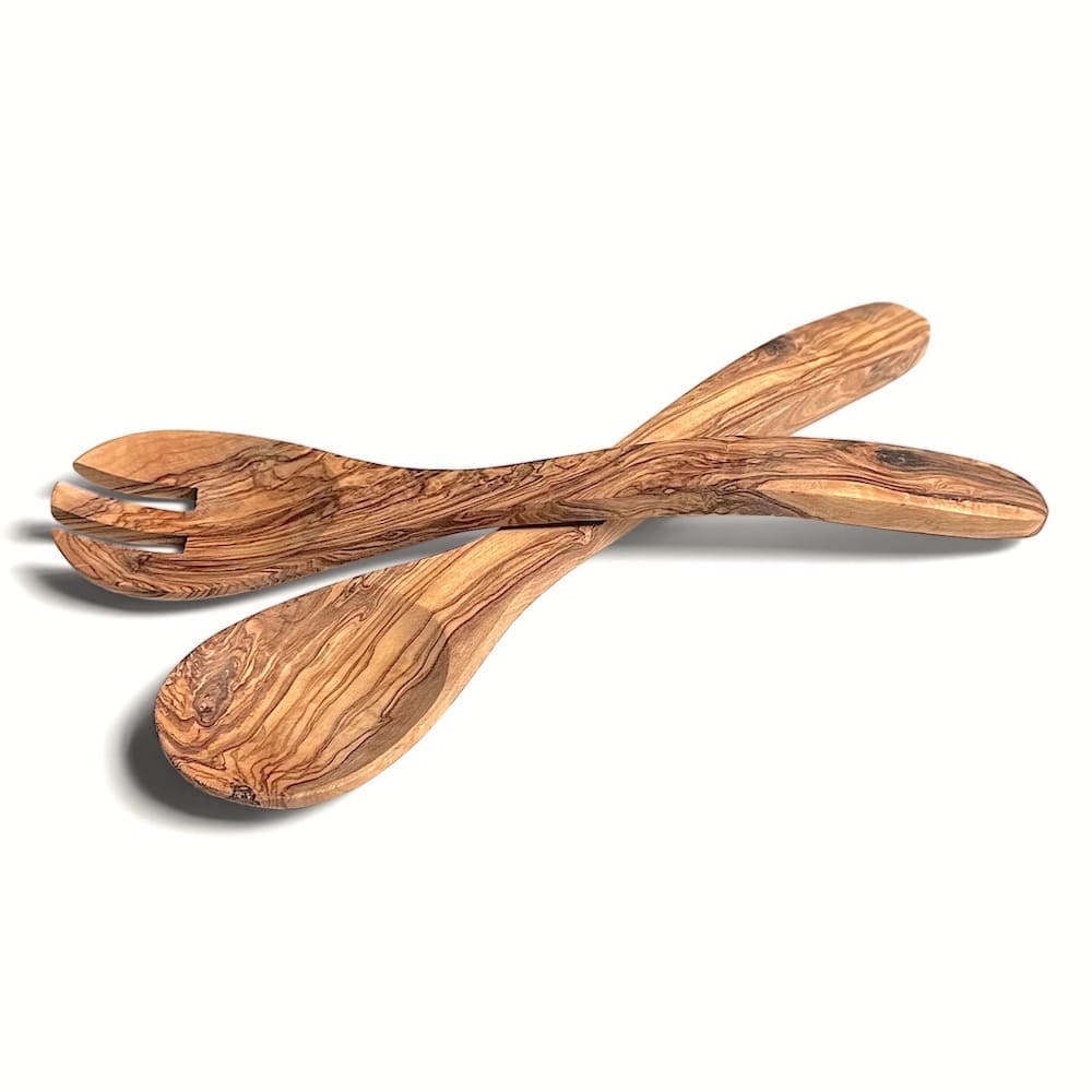 Olive Wood Salad Servers - Long