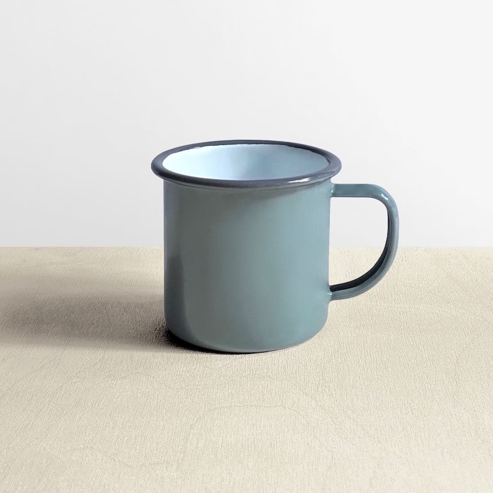 Grey Rimmed Grey Enamel Mug