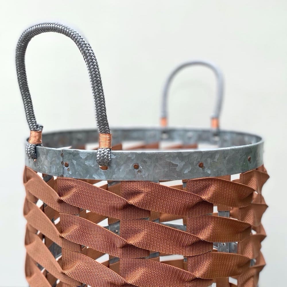 Interwoven Galvanised Basket - Rust