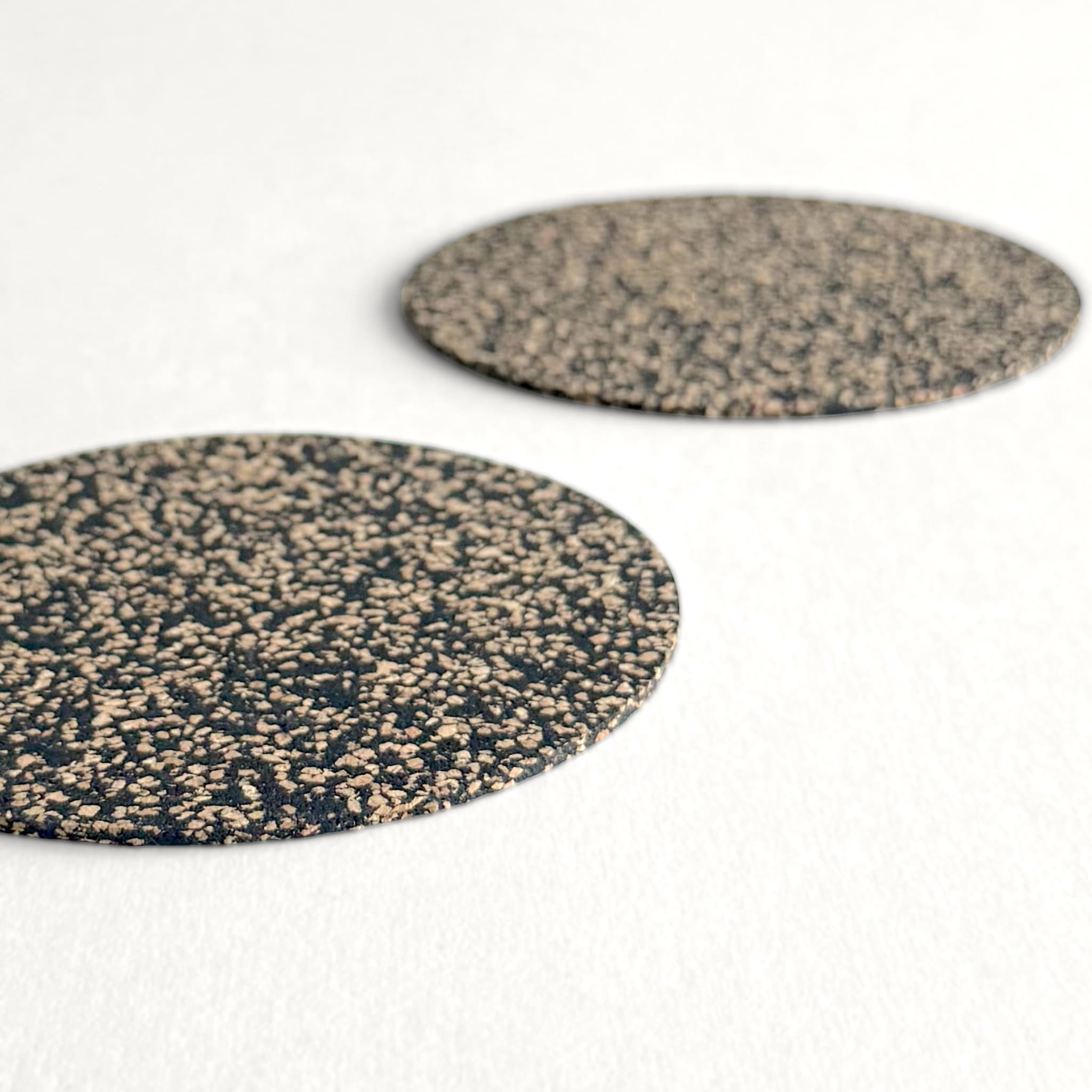Round Cork and Recycled Rubber Coasters - Set of Four
