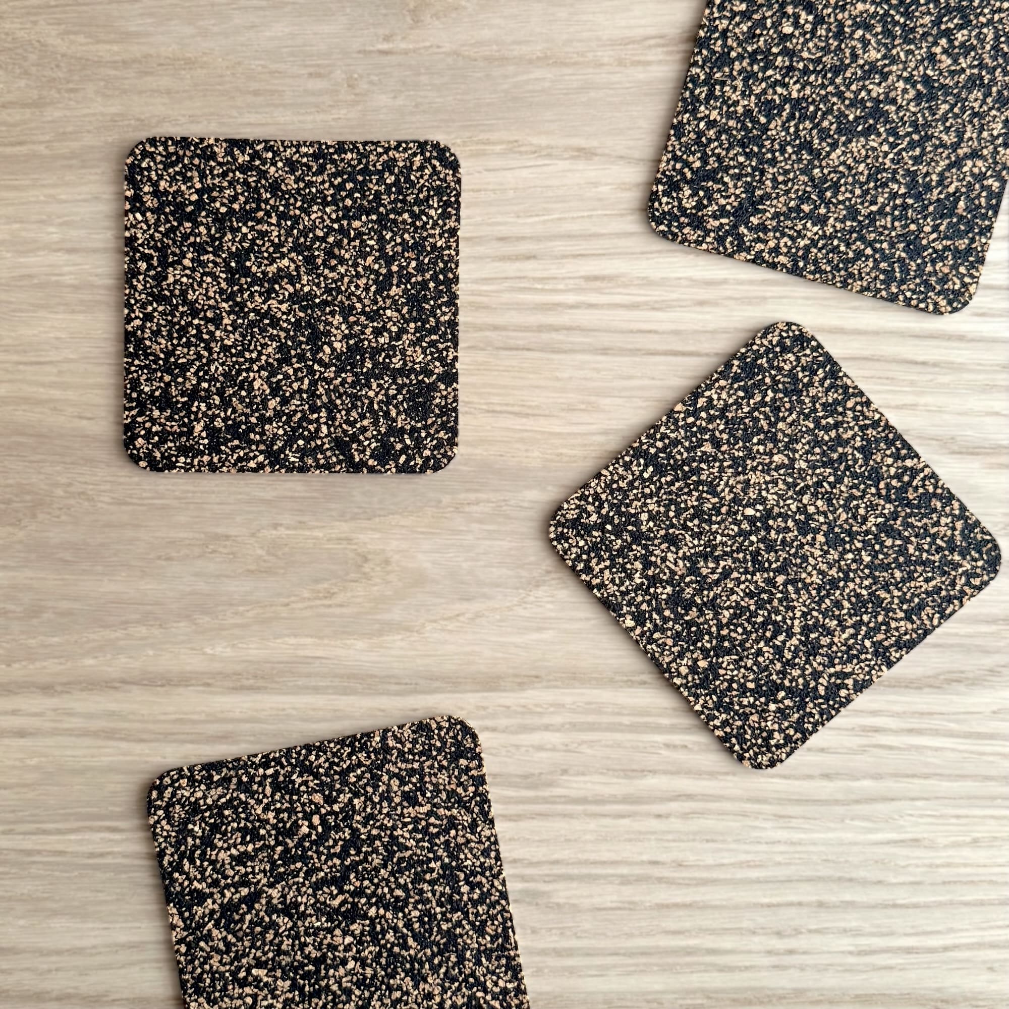 Square Cork and Recycled Rubber Coasters - Set of Four