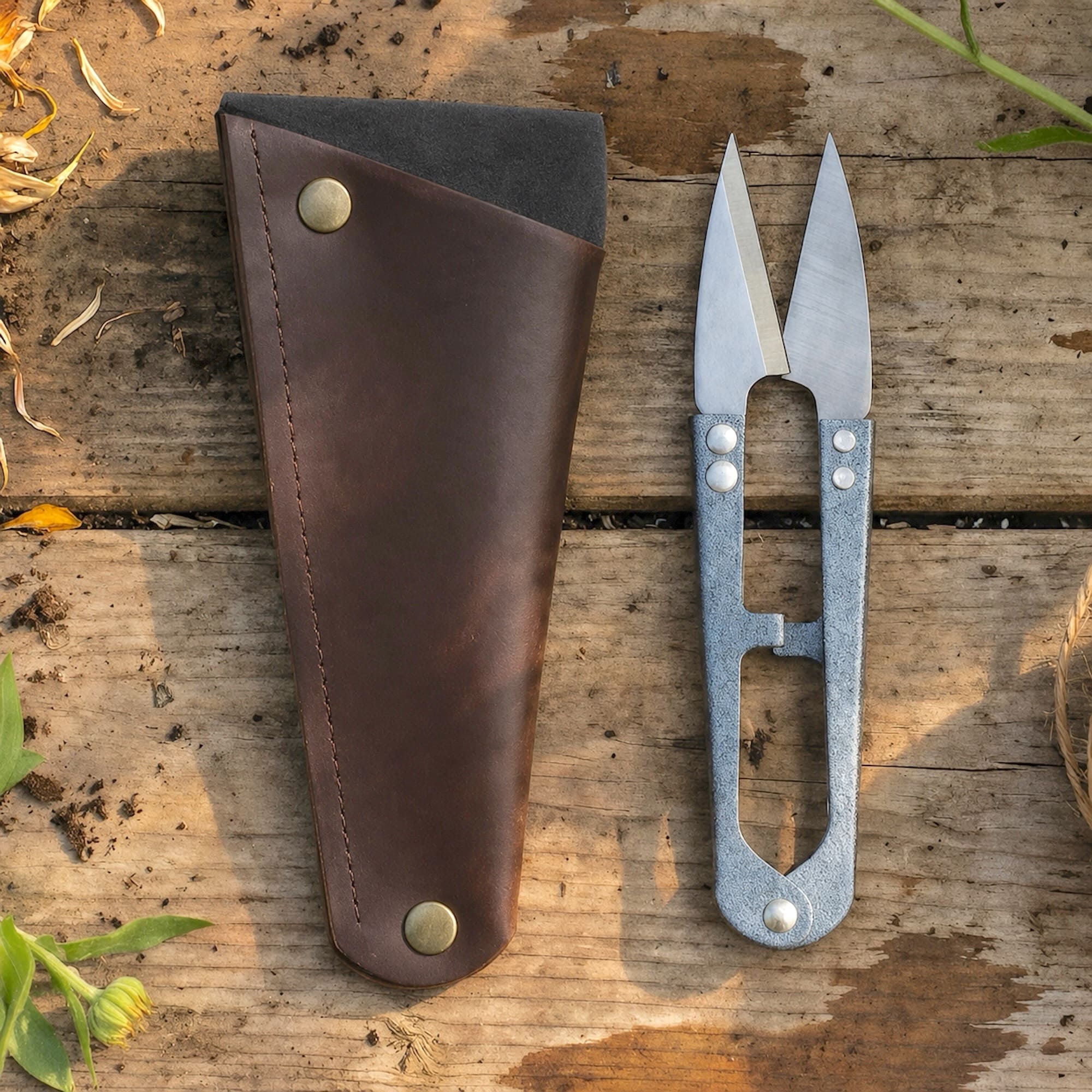 Gardeners Mini Snips with Vegan Leather Case