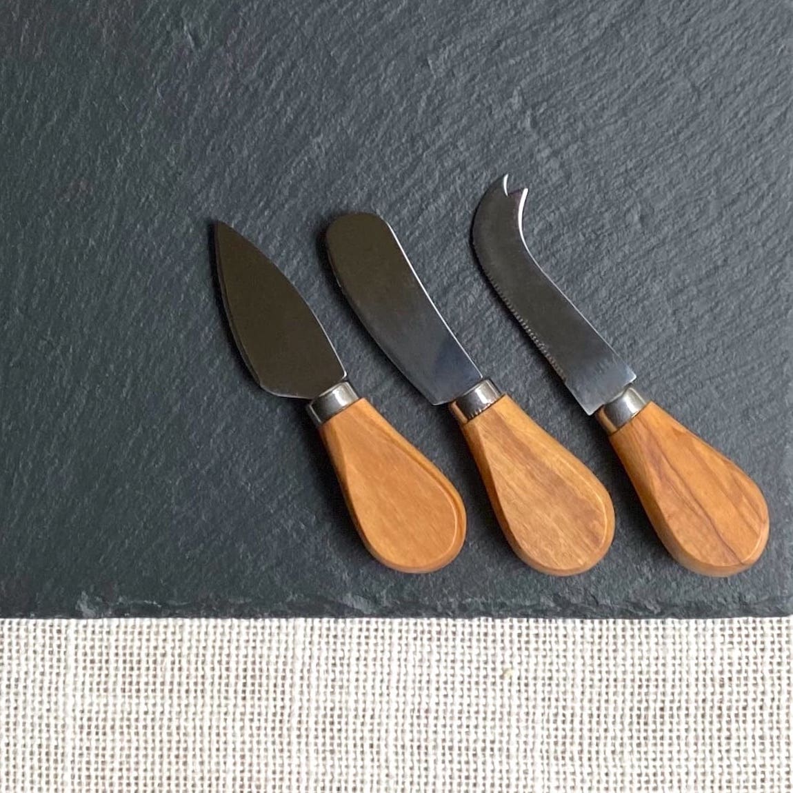 Trio of Mini Olive Wood Cheese Knives