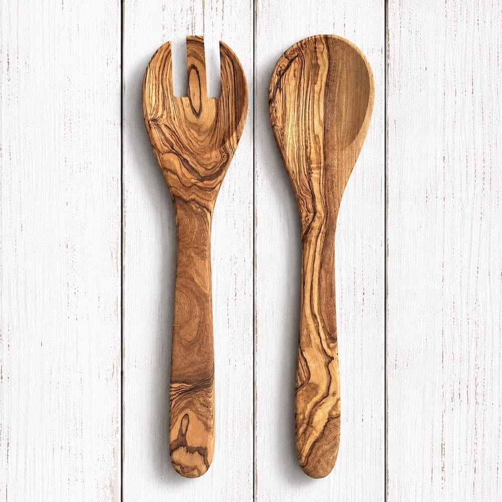 Olive Wood Salad Servers - Long