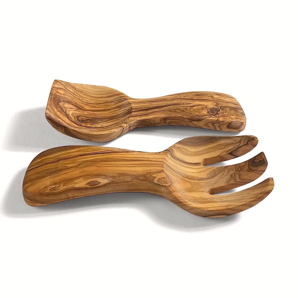 Olive Wood Salad Servers - Short