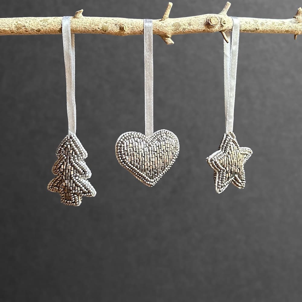 Small Silver Beaded Star