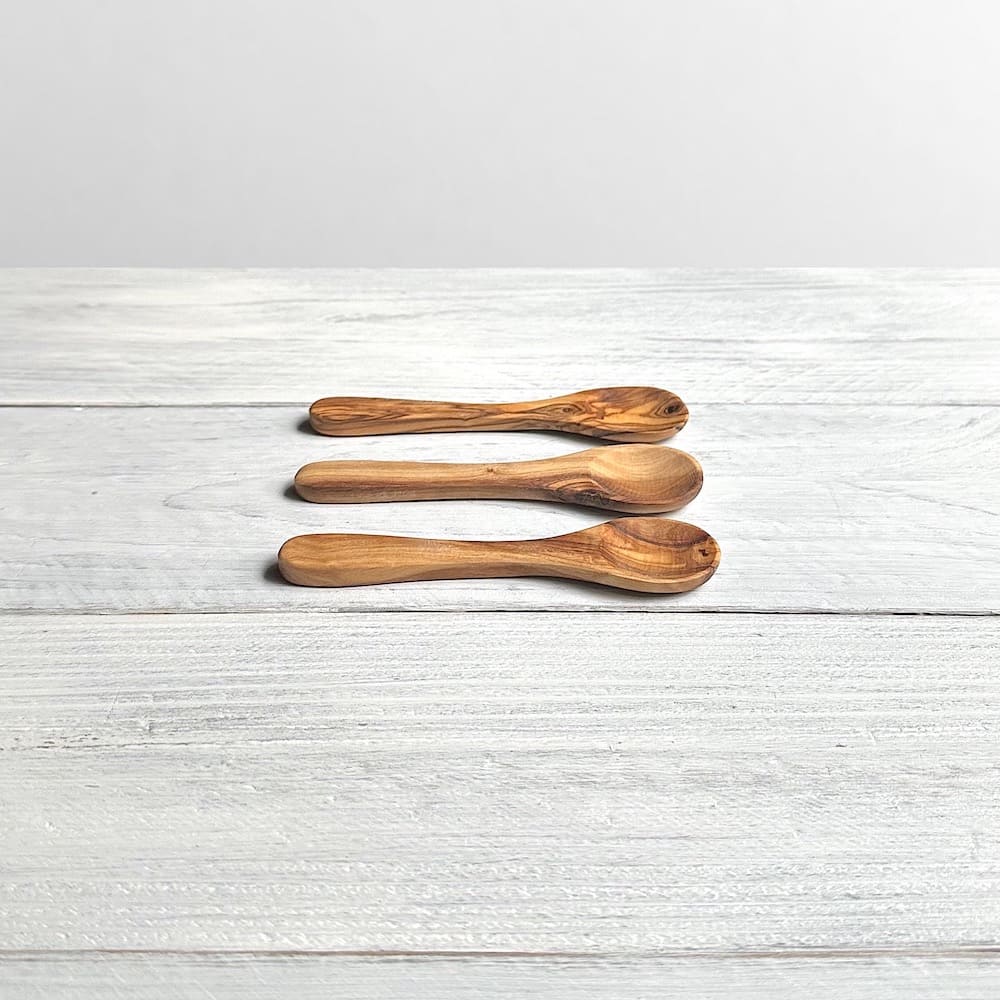 Trio of Mini Olive Wood Condiment Spoons