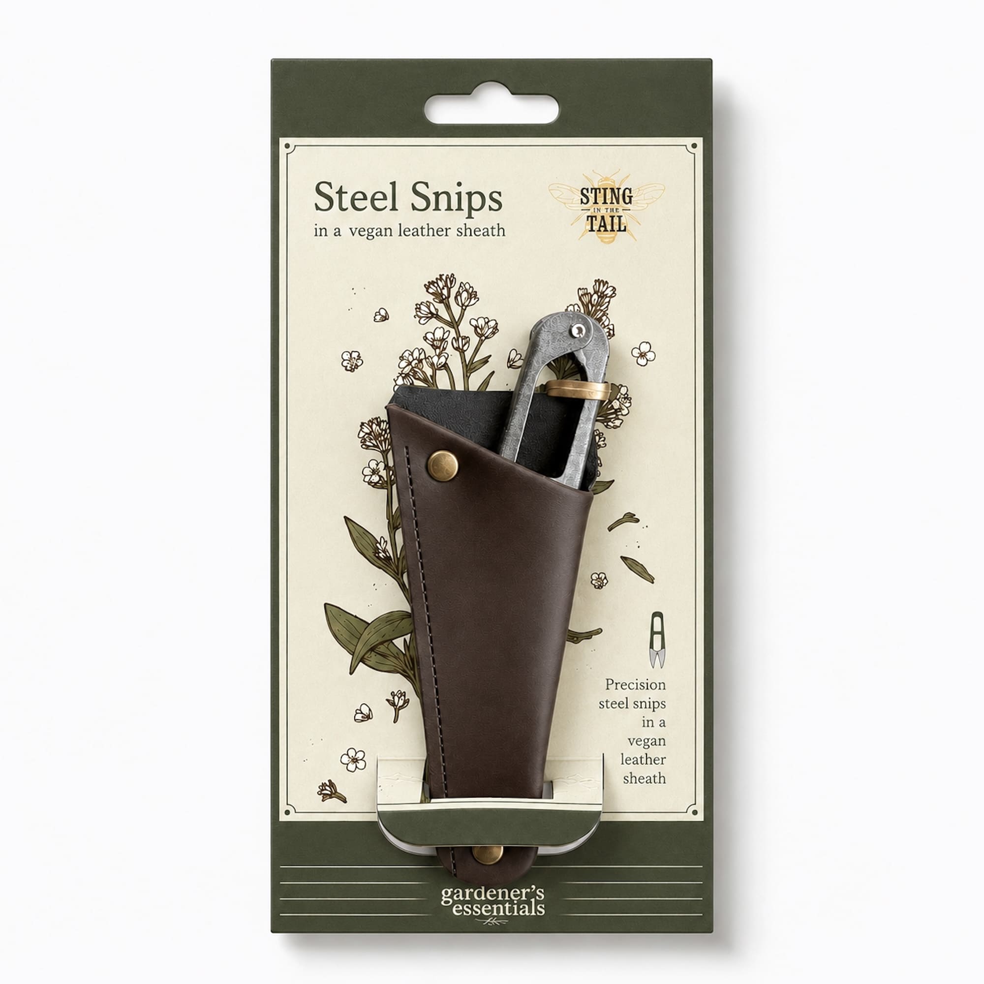 Gardeners Mini Snips with Vegan Leather Case