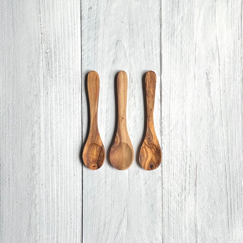 Trio of Mini Olive Wood Condiment Spoons