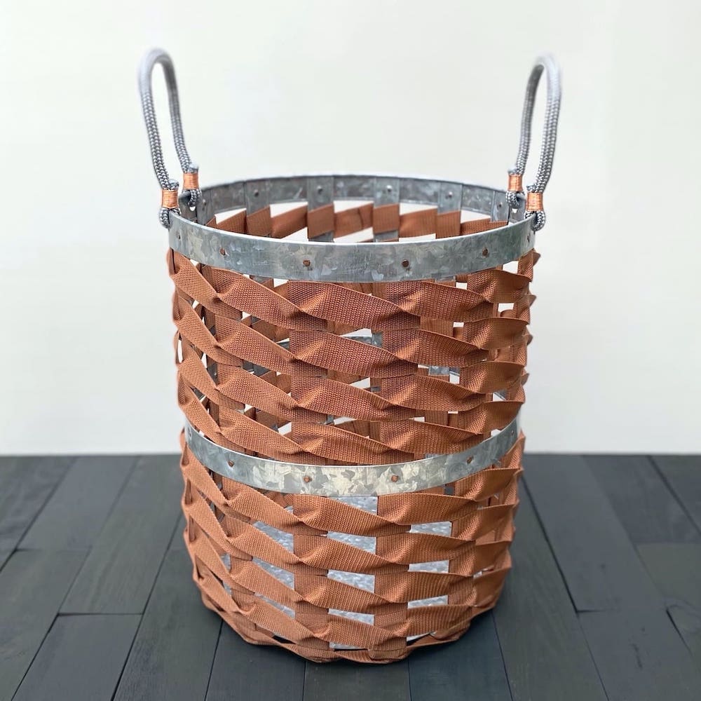 Interwoven Galvanised Basket - Rust